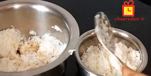 تعویض قابلمه برنج برای از بین بردن بوی سوختگی برنج سوخته