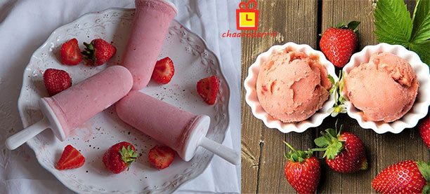 بستنی یخی میوه ای برای اسکوپ و ظرف مخصوص بستنی
